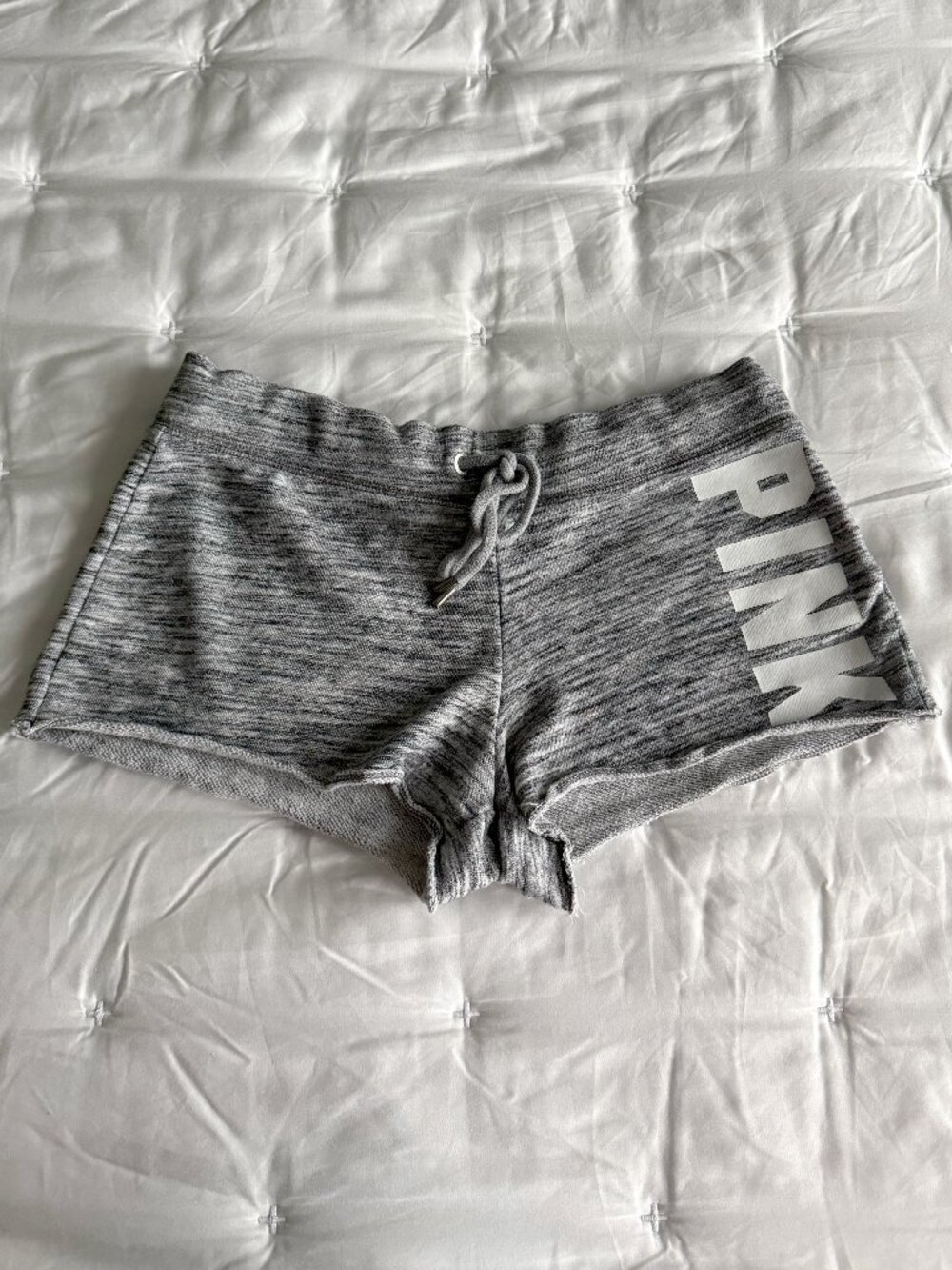 PINK Victoria's Secret Gray Marled Lounge Shorts Women's XS Logo Drawstring
